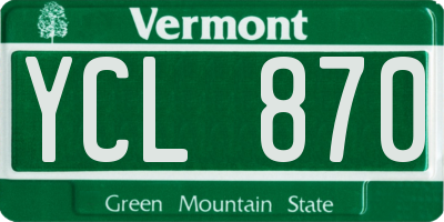 VT license plate YCL870