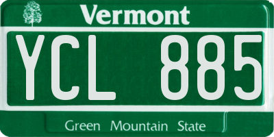 VT license plate YCL885