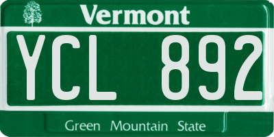VT license plate YCL892