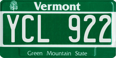 VT license plate YCL922