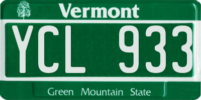 VT license plate YCL933