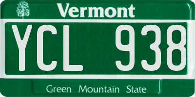 VT license plate YCL938