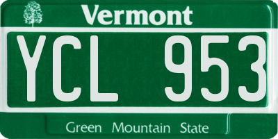 VT license plate YCL953