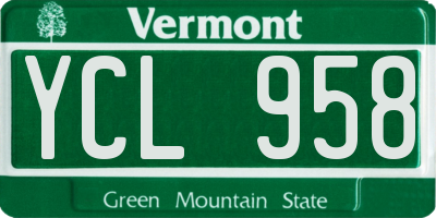 VT license plate YCL958