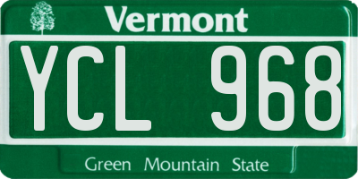 VT license plate YCL968