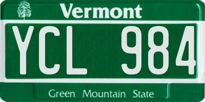 VT license plate YCL984