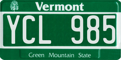 VT license plate YCL985