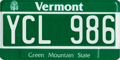 VT license plate YCL986