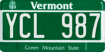 VT license plate YCL987