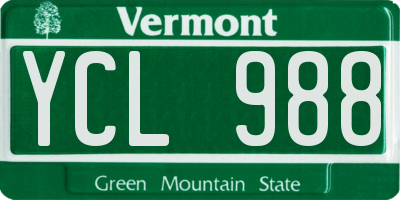 VT license plate YCL988