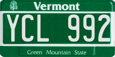VT license plate YCL992