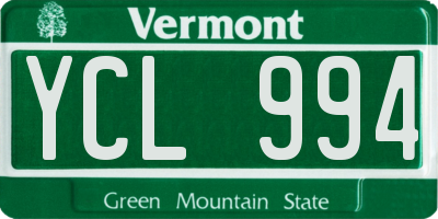 VT license plate YCL994