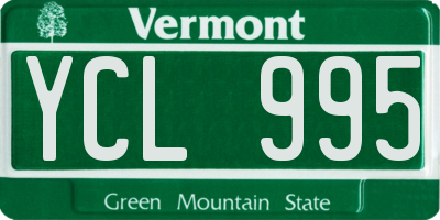 VT license plate YCL995
