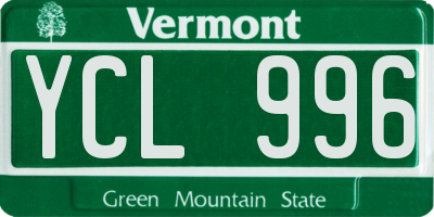 VT license plate YCL996