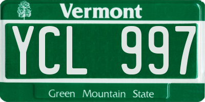 VT license plate YCL997