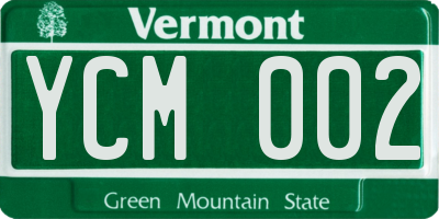 VT license plate YCM002
