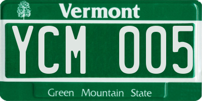 VT license plate YCM005