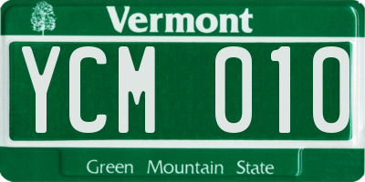 VT license plate YCM010