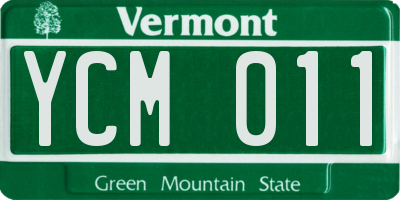 VT license plate YCM011