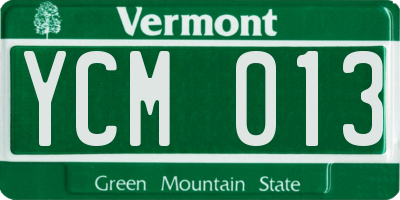 VT license plate YCM013