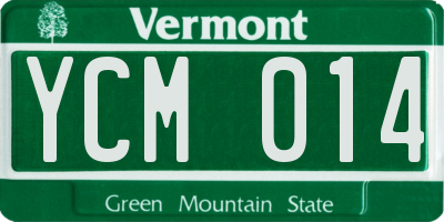 VT license plate YCM014
