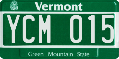 VT license plate YCM015