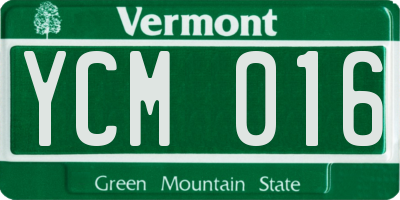VT license plate YCM016