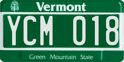 VT license plate YCM018