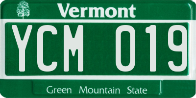 VT license plate YCM019
