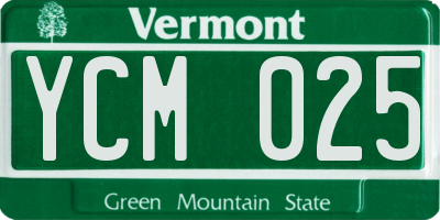 VT license plate YCM025