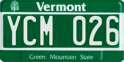 VT license plate YCM026