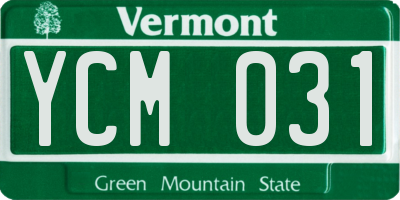 VT license plate YCM031
