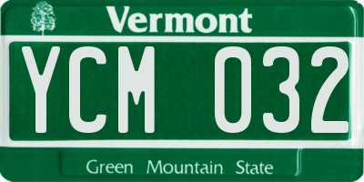 VT license plate YCM032