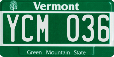 VT license plate YCM036