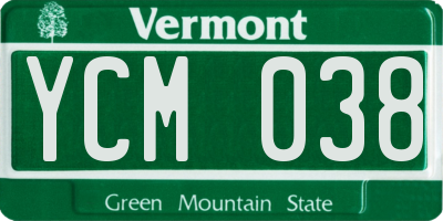VT license plate YCM038