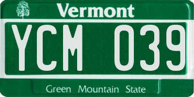 VT license plate YCM039