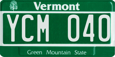 VT license plate YCM040