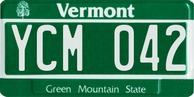 VT license plate YCM042