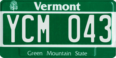 VT license plate YCM043
