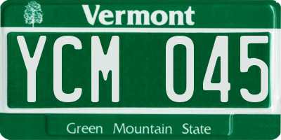 VT license plate YCM045