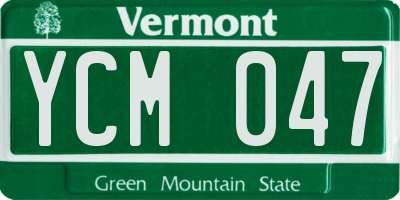 VT license plate YCM047