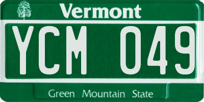VT license plate YCM049