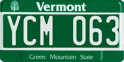 VT license plate YCM063