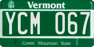 VT license plate YCM067