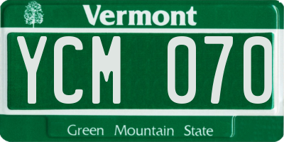 VT license plate YCM070