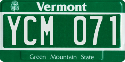 VT license plate YCM071