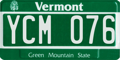 VT license plate YCM076