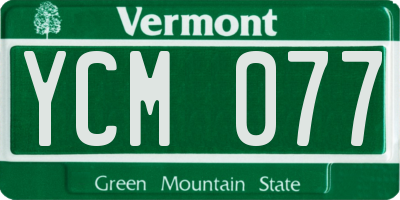 VT license plate YCM077