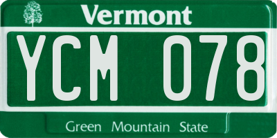 VT license plate YCM078