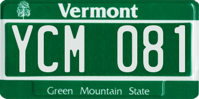 VT license plate YCM081